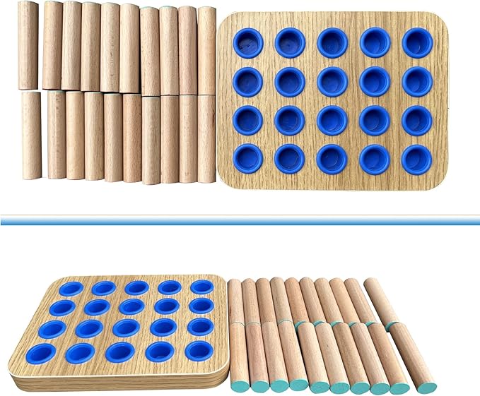 20-Hole Wooden Pegboard for Finger Dexterity Exercises, Easy Grip Pegs & Peg Board to Improve Fine Motor Functions & Hand-Eye Coordination, Hand Exercise for Rehabilitation & Occupational Therapy