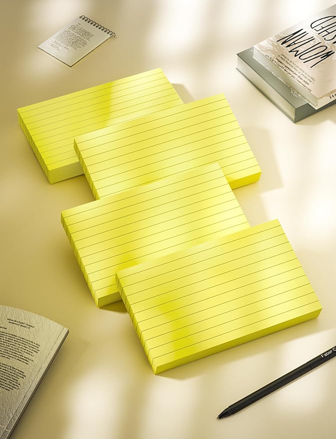Yellow Index Cards 3x5, 200 PCS Notecards 3x5 Lined, Flashcards Note Cards 3 x 5 Thick Flash Cards Ruled Index Card, Single-Sided Ruled Lined 3 by 5 Index Cards for Studying Notes Taking