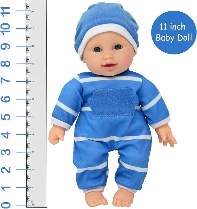The New York Doll Collection 11 inch Soft Body Baby Doll in Gift Box - 11" Baby Doll Toy for Kids, Boys, Girls and Toddlers - Baby Doll Pacifier Accessory Included