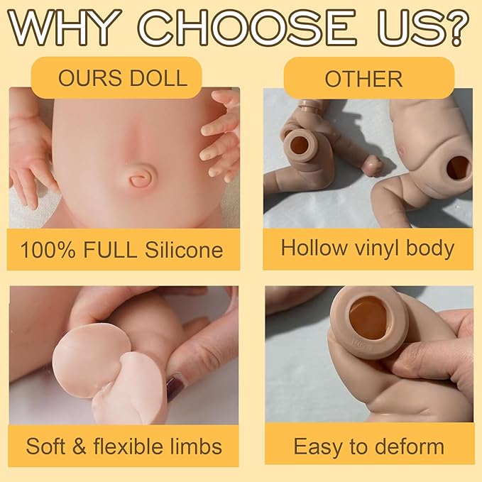 Full Silicone Baby Dolls,18.2 in Silicone Realistic Newborn Baby Doll, Non Vinyl 1:1 Lifelike Reborn Sleeping Dolls (Eve-Maroon)
