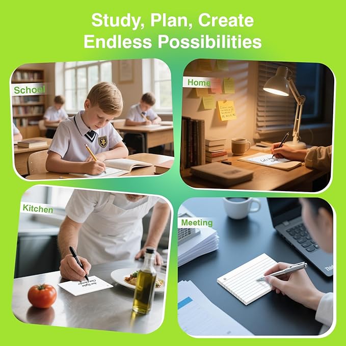 250 Count White Index Cards with Ring 3 x 5 Inch Heavyweight Ruled Index Cards, Flash Cards for School & Office Supplies and Home Organization, Durable Study To Do List Note Cards with Ruled Lines