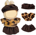 17cm Doll Clothes Set, Premium Jeans & Knitted Sweater Outfit for 17cm 15cm Dolls, Cute Dress Up Fashion, No Doll Included (Leopard, 17cm/15cm)