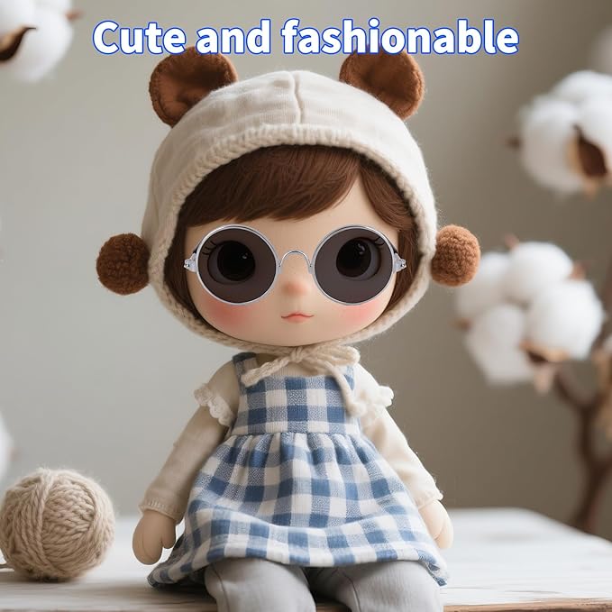4pcs Mini Doll Glasses, Cute Tiny Sunglasses for Most Dolls Outfit and Toys Clothes Set Decorations with Metal Frame Multi-Color Lenses Fashion Eyewear Accessories (Color 1)