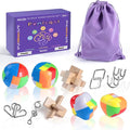 Brain Teaser Puzzles for Adults and Kids, 10Pcs Puzzle Games Set, 3D Wooden Plastic Metal Puzzle, Unlock Interlock Mind Brain Games, IQ Test Educational Toy