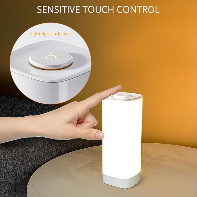 Semlos Battery Operated Led Table Lamp for Bedroom, Reading Night Light with 10 Brightness 3 Colors, Bedside Lamp Touch with Remote Control, Desk Lamp for Nightstand, Office, Living Room