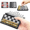 5'' Mini 3 in 1 Chess Checkers Backgammon Set Magnetic Folding Travel Chess Board with Instructions 2 Players for Kids and Adults