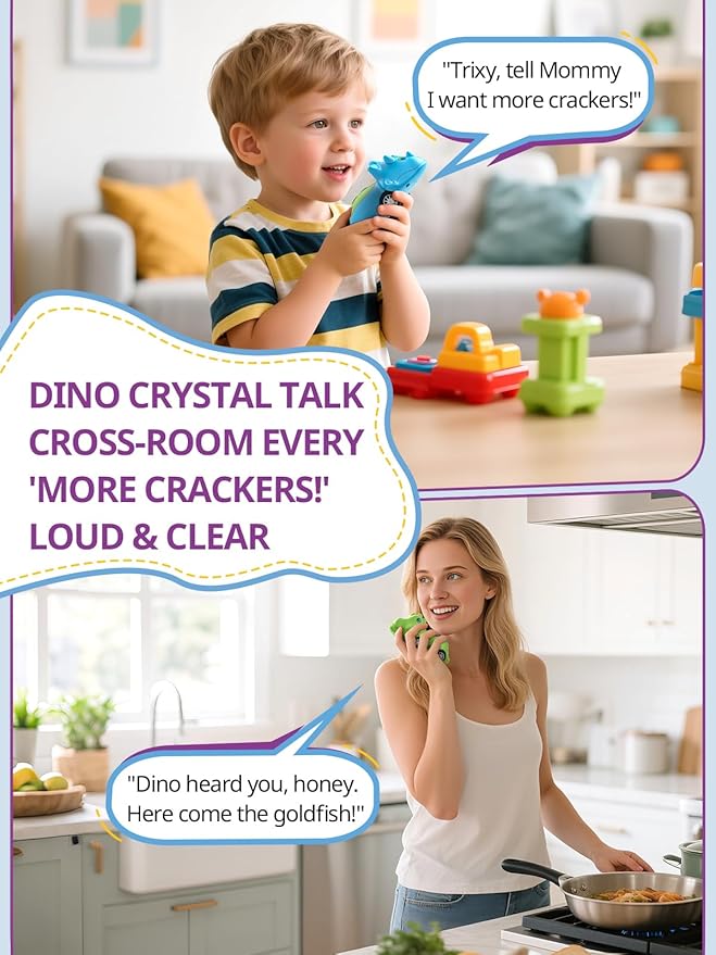 Dinosaur Kids Walkie Talkies 2 Pack, Toys for Boys Girls Age 3 to 5 7, 48H Playtime, Fun for Home or Yard, T-Rex Rechargeable Gift Birthday Christmas Camping Toddlers