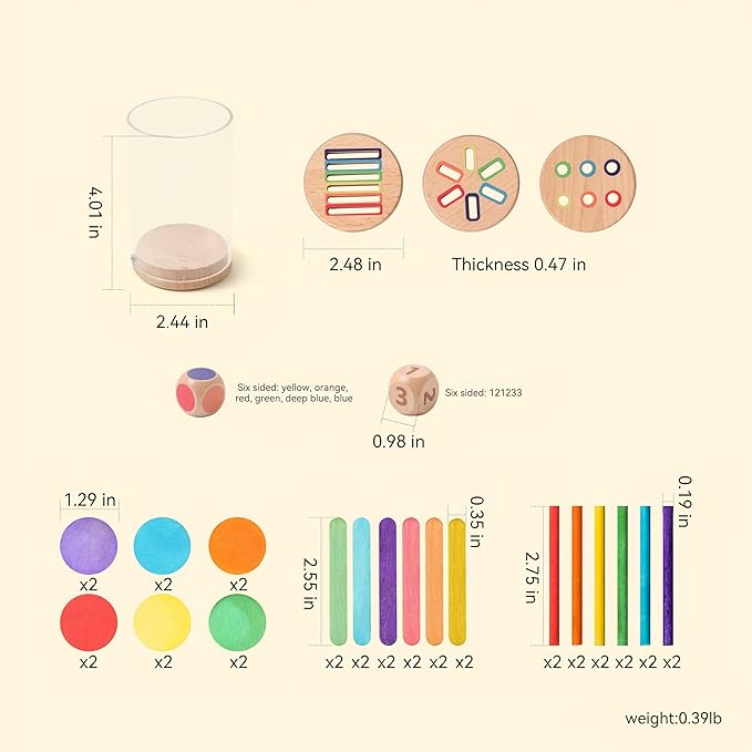 Montessori Wooden Color & Shape Sorting Toy Set for 1-3 Year Old Learning Fine Motor Skills & Color Recognition Educational Sensory Matching Games for Preschool Kids Safe, Durable Gift for Boys Girls