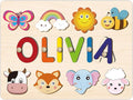 Name Puzzle for Kids Personalized, Montessori Educational Toys, Customized Wooden Puzzles for Toddlers 1-3, 1st Birthday Gift for Boys and Girls, Easter Basket Stuffer