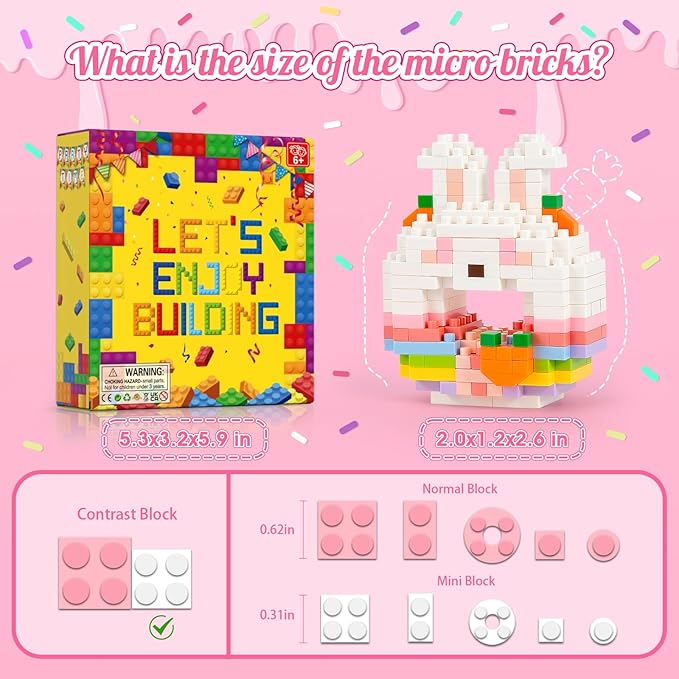 HIGH GODO Animal Party Favors Building Blocks, 10 Pack Mini Food Animals Building Set, Goodie Bag Stuffers, Classroom Small Prize Toys Gifts for Kids Boys Girls Age 8+
