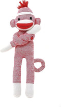 Adorable Sock Monkey, The Original Traditional Hand Knitted Stuffed Animal Toy Gift-for Kids, Babies, Teens, Girls and Boys Baby Doll Present Puppet (20" Pink)