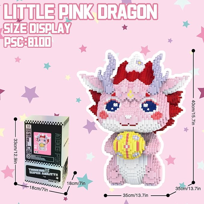 Pink Dragon Animal Mirco Building Block Sets Large Toys Gift for Adults and Kids 8100 Pieces