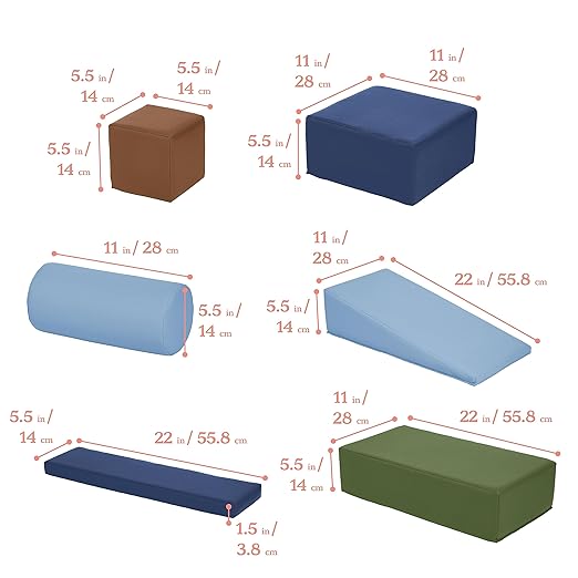 ECR4Kids SoftZone Soft Builder Blocks, Foam Shapes, Earthtone, 16-Piece