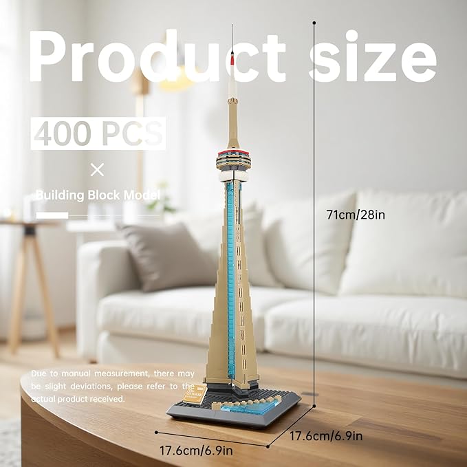 CN Tower Building Blocks Sets Toronto Architecture Building Kits Famous Landmark Model Toys Gift for Adults Kids Teens 400 PCS