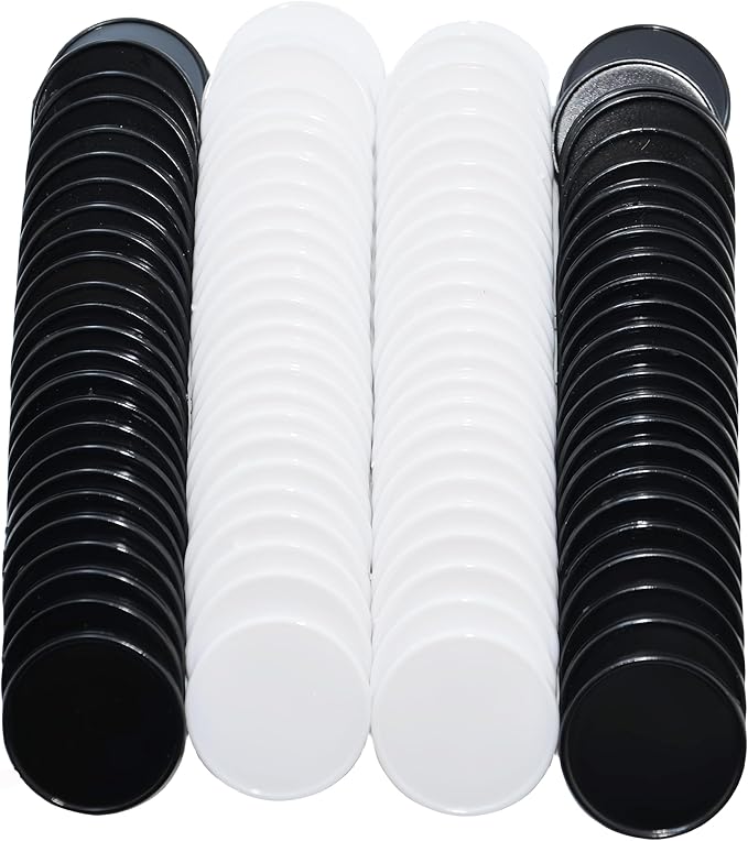 Smartdealspro Set of 100 1 Inch Opaque Plastic Learning Counters Mini Poker Chips Game Tokens with Storage Box (2 Color-Black&White)