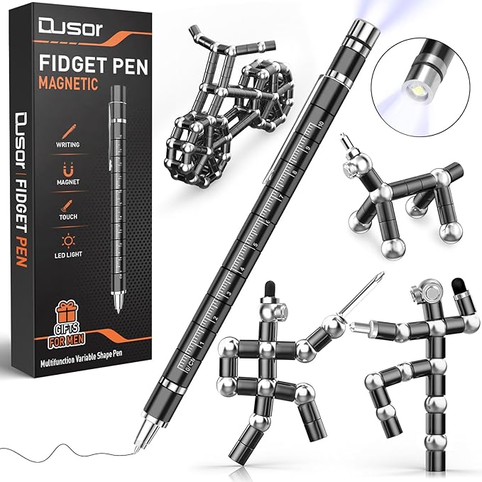 Gifts for Men Fidget Pen, Stocking Stuffers for Teen Boys, White Elephant Gifts for Adults, Anniversary Birthday Gift for Men Him Husband Teenage Boy Brother, Mens Gift for Christmas Multifunction Pen