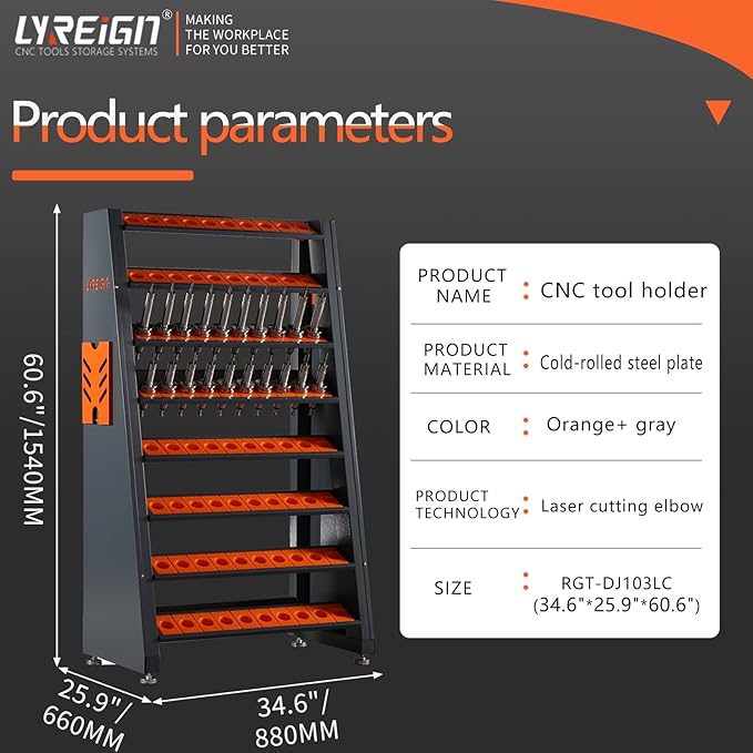 8-Row Large Capacity CNC Tool Holder Rack for Warehouses & Machining Centers, Suitable for all BT/CAT HSK Series