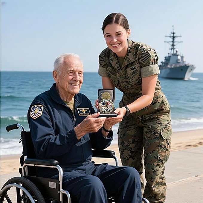 Navy 250th Anniversary Coin – USMC 250th Commemorative Double-Sided Marine Corps Challenge Coin with Metal Gift Box – Navy Challenge Coin for Veterans, Marines, Patriots – 1.57" Display