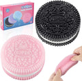 Sticky Cookie Squishies Fidget Toys Adults, Squeeze Toys Sensory Toys for Kids with Autism, Stress Balls for Adults Fidgets Birthday Gifts Party Favors for Kids(2 Pack Pink Black)
