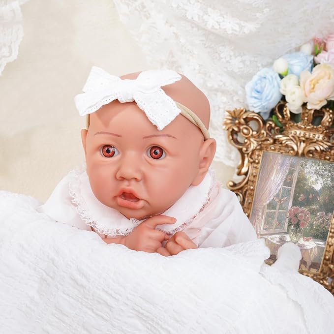 Reborn Baby Dolls Silicone Full Body 19.88in Weighted Real Life Open-Eyes Girl Dolls Lifelike Newborn Baby Soft Body Flexible Limbs Not Vinyl