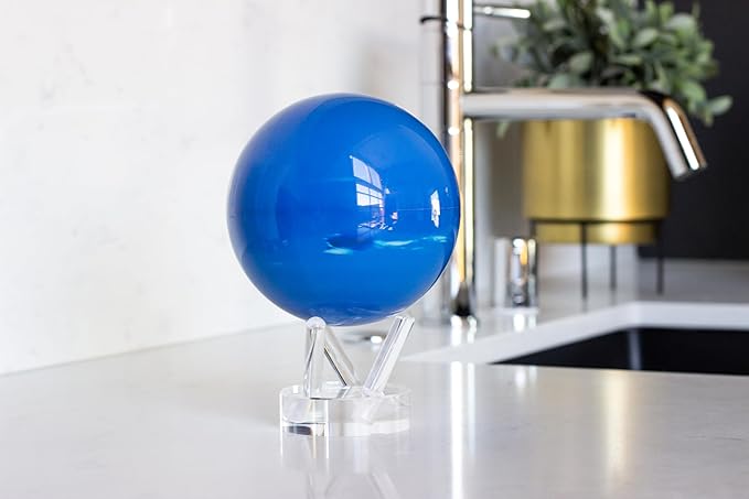 MOVA Neptune Globe 4.5” – Solar Rotating Planet Globe for Desk Display | No Batteries or Cords | Striking Deep Blue Space Decor