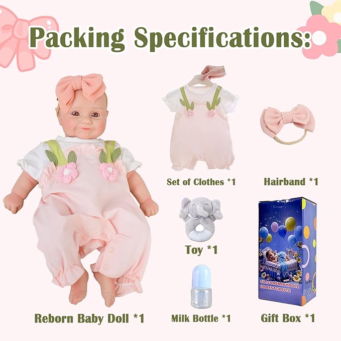 Special Edition, Girl 20 in, Full Silicone Baby Doll, Realistic Baby Dolls, Realistic Veins & Pose, Not Vinyl, Reborn Baby Dolls Silicone Full Body, Gift Set