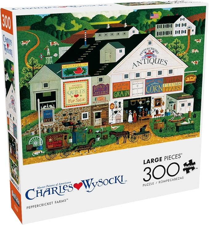 Buffalo Games – Peppercricket Farms - Charles Wysocki - 300 Oversized Piece Jigsaw Puzzle  Large, Oversized Shapes - Great for Adults, Seniors, Family, Kids, Easy to Grip