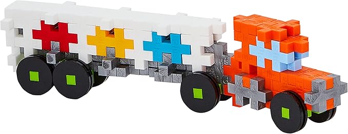 PLUS PLUS Vehicle Building Block Kit, 3D Puzzle Stem Toy for Kids, 70 Interlocking Pieces - Truck Mini Maker Tube