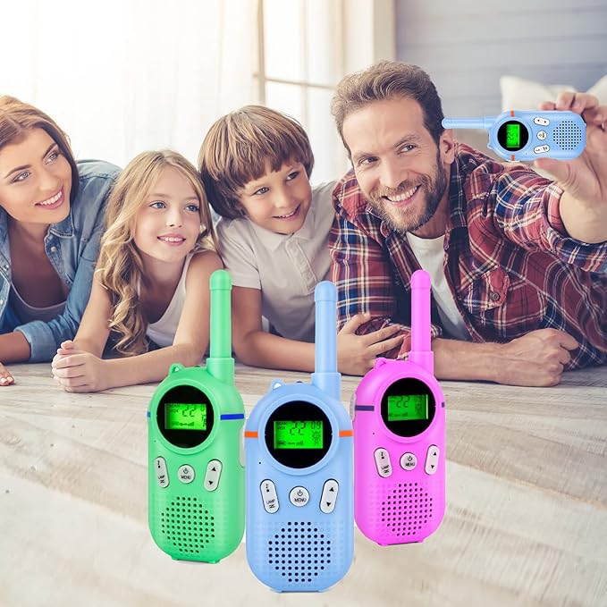 Walkie Talkies for Kids Rechargeable 3 Pack, Providing 48hrs Working Time and Long Range of 3KMs, Best Gift for Kids Aged 3-12 Years (Blue+Green+Purple)
