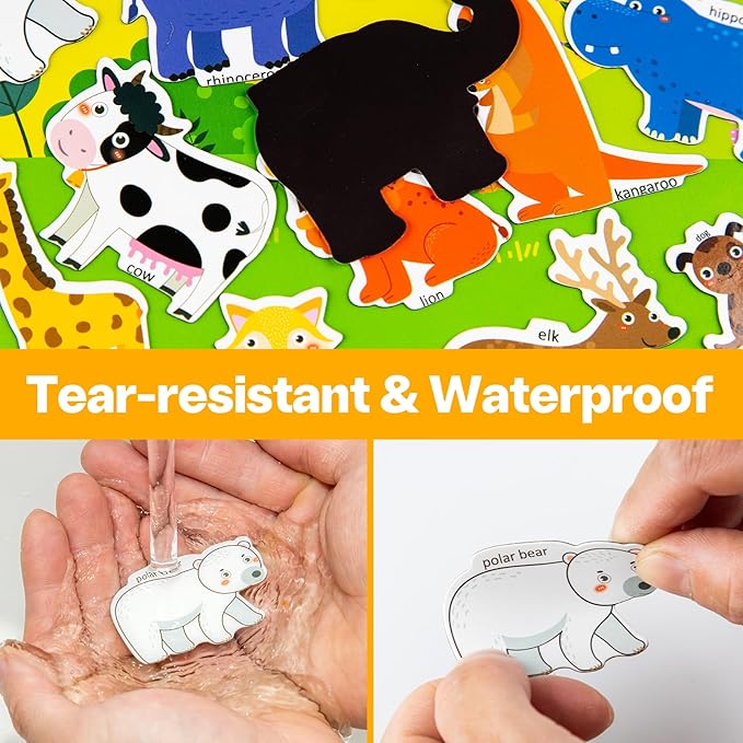 Magnetic Playset Portable Playboard, Cute Farmhouse Animal Reusable Magnets Sticker Books for Toddlers 3-5 Years, 34 PCS Refrigerator Magnets for Kids Girls Boys Perfect Preschool Learning Travel Toy