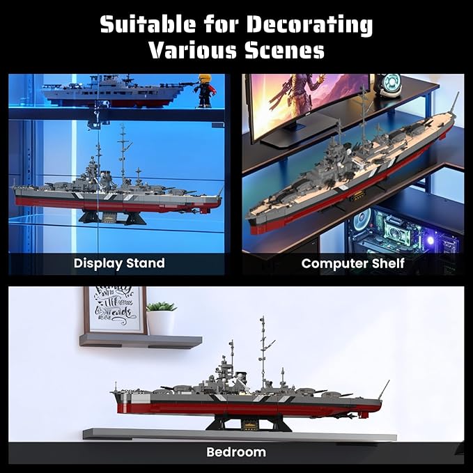 NUTCRACKER Military Building Set for Adults, 2535 Pcs WWII German Bismarck Battleship Model, 60015 Warship Building Block Kit, Collectible Display Gift for Military Enthusiasts