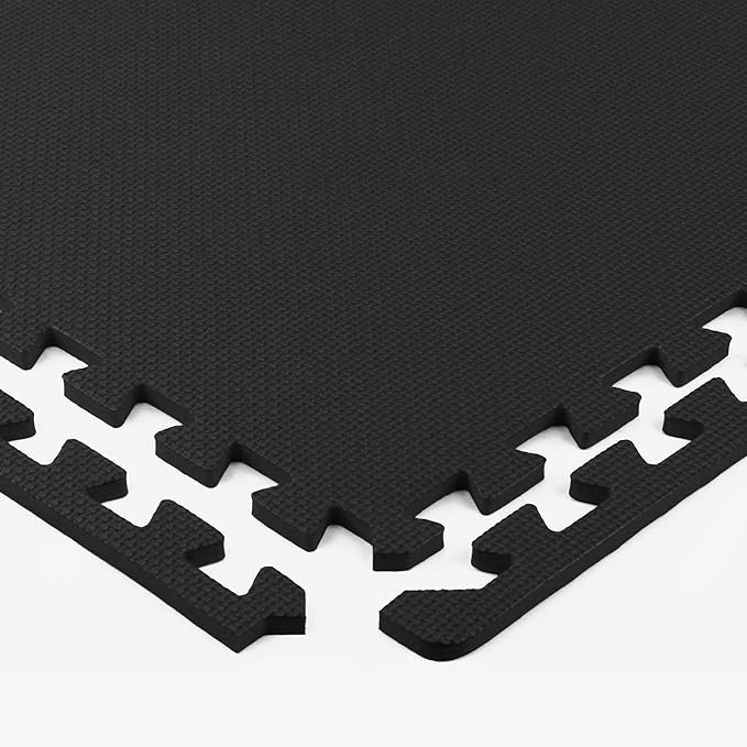 Flooring Inc's 1/2" Soft Non-Toxic Baby Play Mat, Toddler Playmat, Colorful Puzzle PlayMat, Floor Mats for Kids & Babies, EVA Foam Interlocking Tiles for Nursery & Playroom | Black, 12 Tiles, 48 Sq/Ft