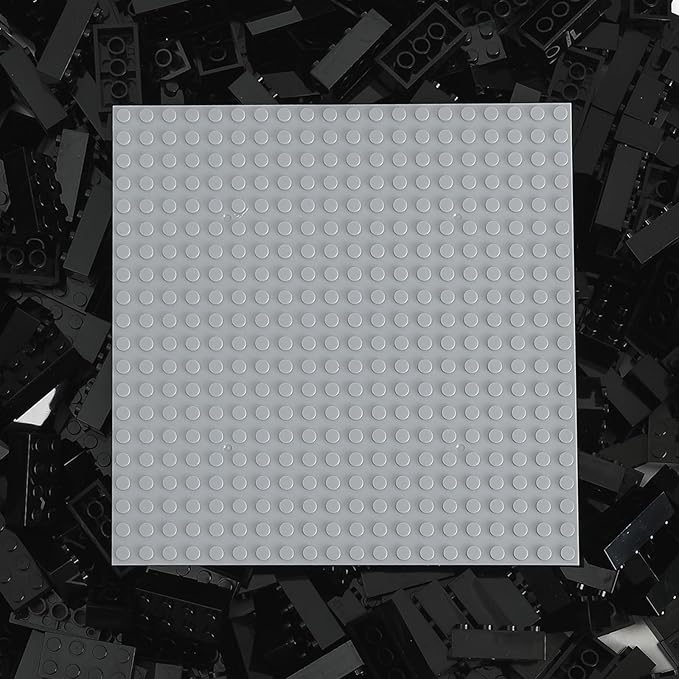 500 Piece Classic Building Bricks and 1 Gray Baseplate, 2x4 Bricks Bulk Creative Building Toys, Blocks Bulk for Kids Ages 6+, Black(Samll Bricks, 1.25x0.62x0.47 in)