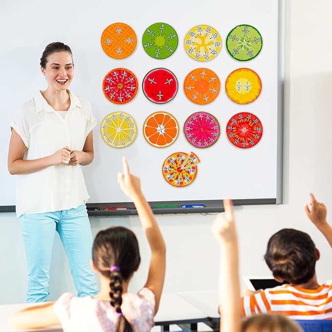 112 PCS Yummy Magnetic Fractions - Magnetic Fraction Tiles & Circles, Bars, Classroom Math Manipulatives, Fraction Manipulatives for Elementary Teachers 2nd, 3rd, 4th, 5th Grade - Simply Magic