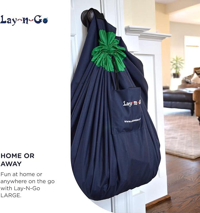 Lay-n-Go 2-in-1 Small Portable Drawstring Toys Storage Organizer and Play Mat for Room and Travel, Made for Kids and Toddlers with a Durable Patented Design