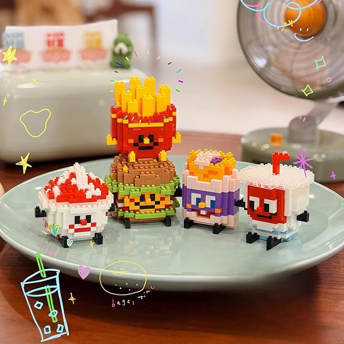 12 Packs Food Building Block Sets, Food Micro Set, Mini Fruit Figurines Building Blocks, Food-Themed Micro Blocks Building Set for Adults Home Decor