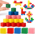 Deekin 100 Pcs Wood Geometric Solid Mini 3D Shapes for Teaching Classroom Manipulatives for Elementary School, Geometric Shapes 3D Block for Kid Geometry Math Kindergarten Preschool Learning (Cube)