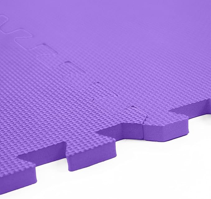 FlooringInc's 1/2" Soft Non-Toxic Baby Play Mat, Toddler Playmat, Colorful Puzzle PlayMat, Floor Mats for Kids & Babies, EVA Foam Interlocking Tiles for Nursery & Playroom | Purple, 4 Tiles, 16 Sq/Ft