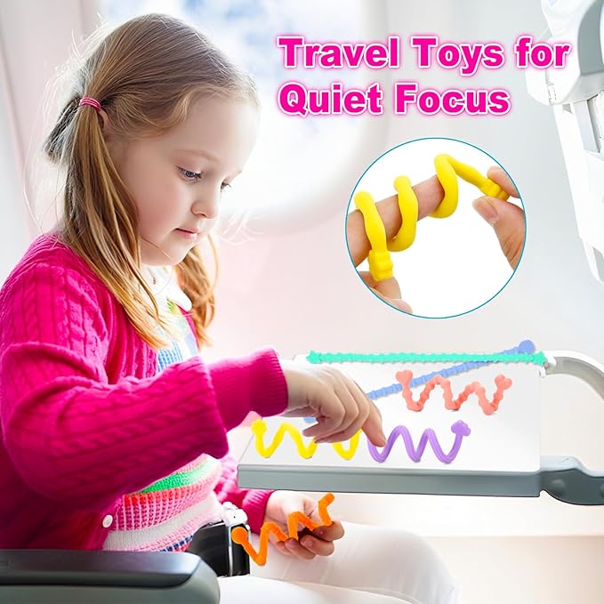 Fidget Toys for Adults Kids, 6 Pcs Sensory Toys for Autism ADHD Flexible Fidget Sticks Stocking Stuffers for Teens Treasure Box Classroom Prizes Party Favors Gifts Calm Down Travel Toys