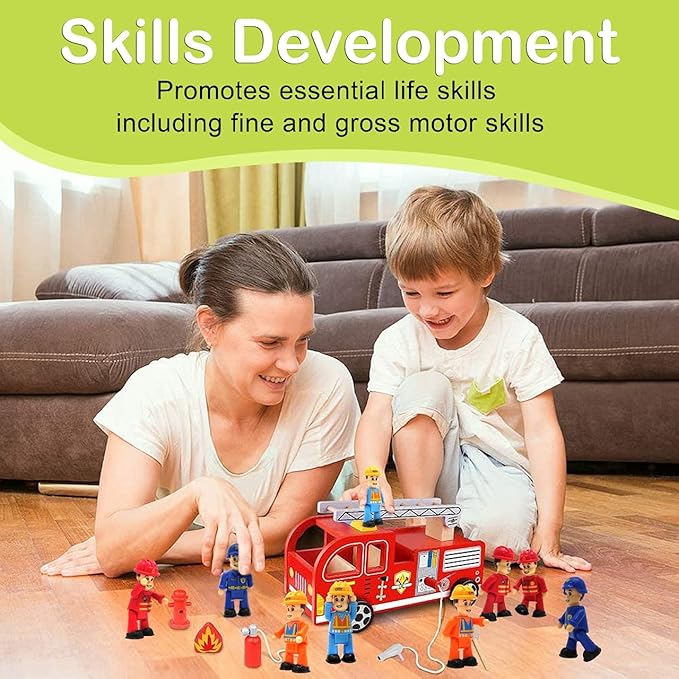 FUNERICA 8-Set Bendable Play People Figures for Kids - Firefighters, Police Officers, Construction Workers, Sanitation and Community Helpers Figurines