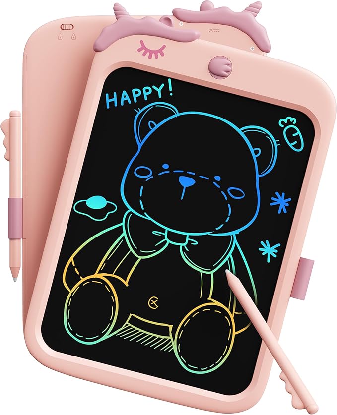 TEKFUN Girls Toys, LCD Writing Tablet for Kids, Doodle Board Dinosaur Toys, Travel Essentials Toys for 3 4 5 6 Year Old Boys Girls, Easter Birthday Christmas Gifts (10inch Pink)