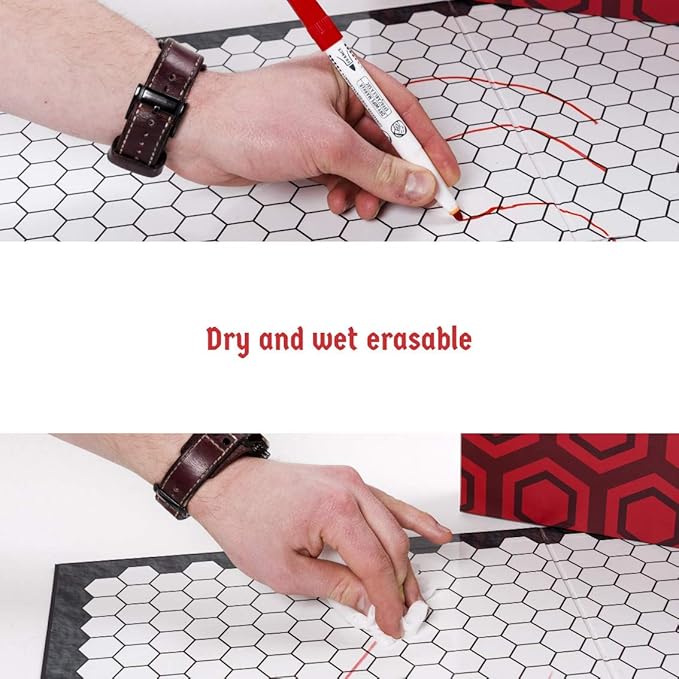 The Authentic Role-Playing Game Board by Hexers, Mat Alternative, Compatible with Dungeons and Dragons D&D DND Pathfinder RPG, 27x23 inches, 1 inch Square and Hexes Battle Grid, Foldable & Dry Erase