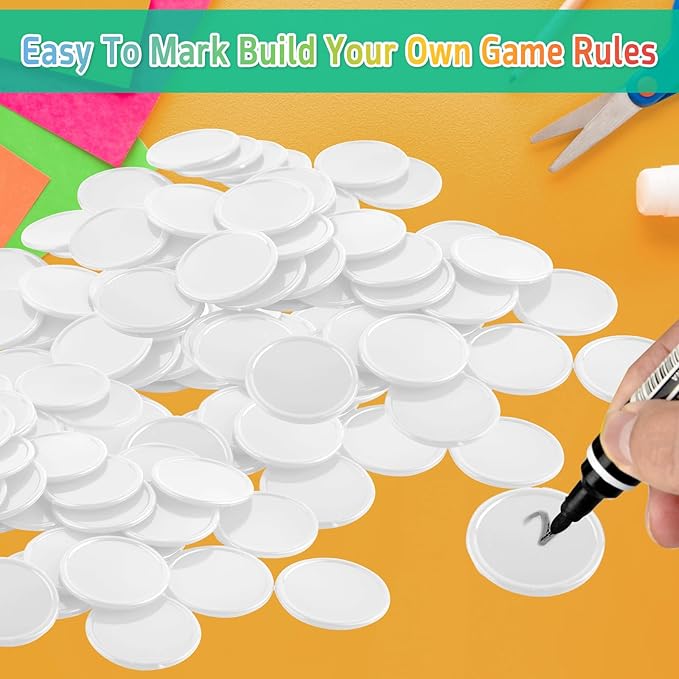 Coopay 1000 Pieces 1 Inch Bingo Chips Bulk, Bingo Markers for Math Practice, Plastic Learning Counters Disks Counting Discs and Poker Chips Game Tokens Kids Reward (White)