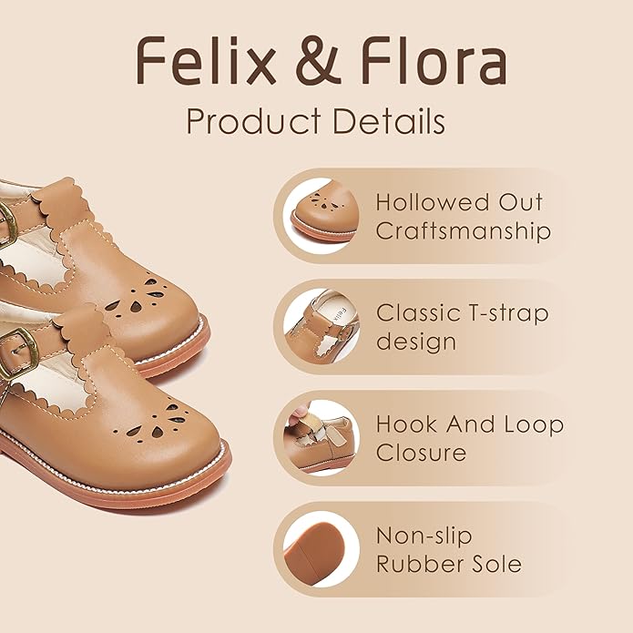 Felix & Flora Toddler Little Girl Mary Jane Dress Shoes - Ballet Flats for Girl Party School Shoes