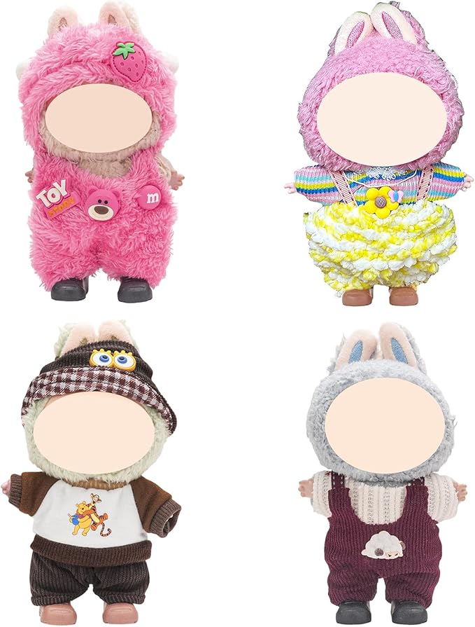 4 Pack—17cm Doll Clothes,Premium Doll Outfit with Accessories,Doll Princess Skirt,Cute Clothes Outfit for 17cm Dolls,End Dolls Fashion Clothing Set(No Dolls and Shoes) (Set N)