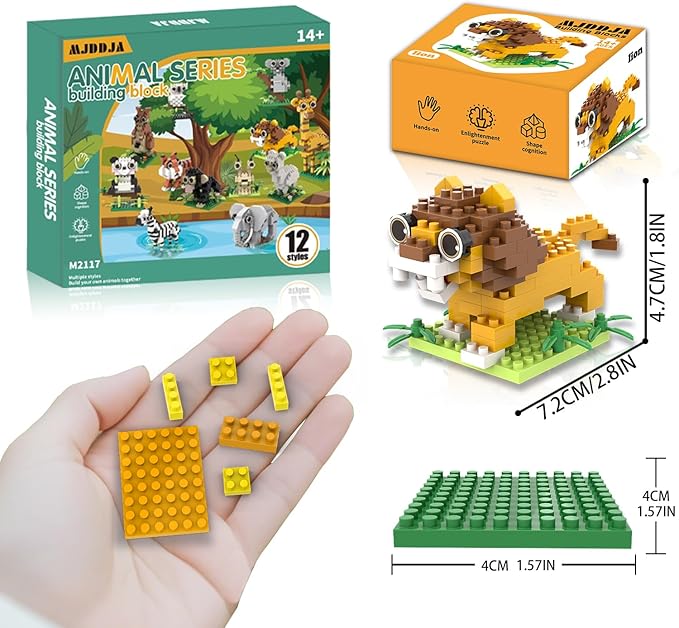 Party Favors for Kids 8-12, Mini Animals Building Blocks Sets,Goodie Bags Stuffers for Kid, Small Toy Prizes, 12Pack Kits Birthday Party Favor Gifts Toys for Ages 8 9 10 11 12