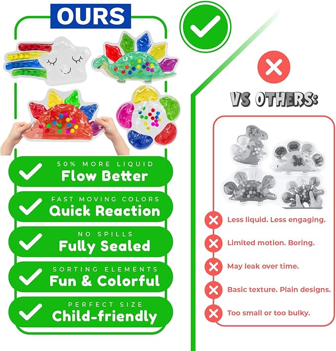 4-Pack Color Sorting Sensory Toys for Toddlers Ages 3+ Montessori Travel Toys Calm Down Toy for Preschool | Flower, Porcupine, Cloudy Rainbow Color Matching Activities Gift Ready for Boys Girls B-Day