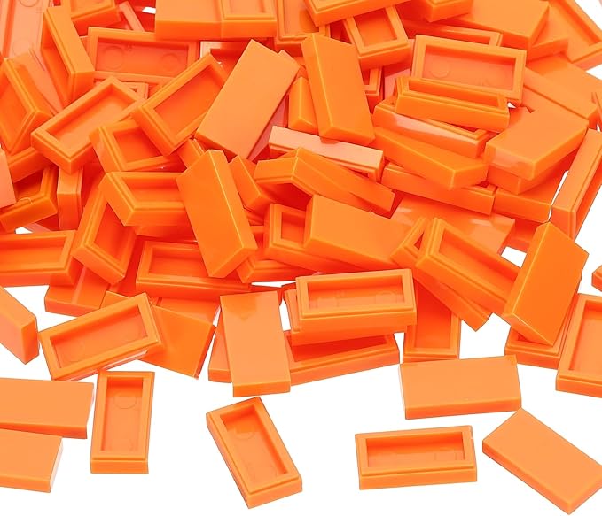 PATIKIL 555 Pcs Flat Blocks Bulk, 1x2 Square Orange Yellow Classic Tiles Smooth Surface Mini Building Blocks Accessories Compatible Bricks Kits for Building Floor Walls Mosaic Pixel Arts
