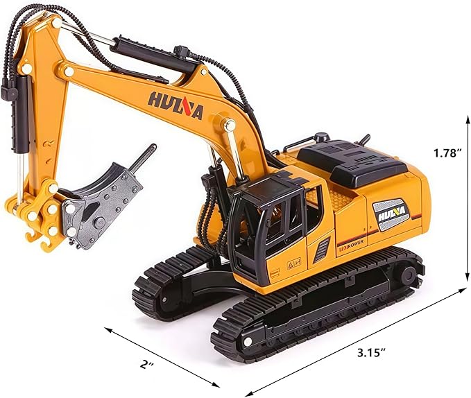 Gemini & Genius Drill Excavator Heavy Duty Construction Site Vehicle Toys 1：60 Scale Diecast Digger and Driller Engineering Dump Truck Collectible Alloy Model Toys for Kids and Decoration for House