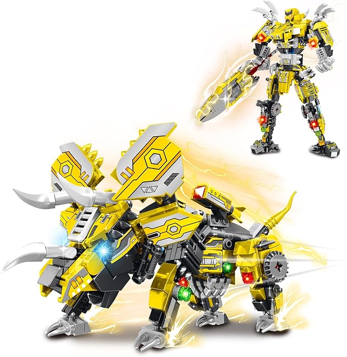 STEM 2 in 1 Triceratops Dinosaur Building Kits, Transforming Mech Robot Building Sets for Adults, Compatible with Dinosaur, Educational Gift Toy for Kids Boys 6-10 (507 PCS)